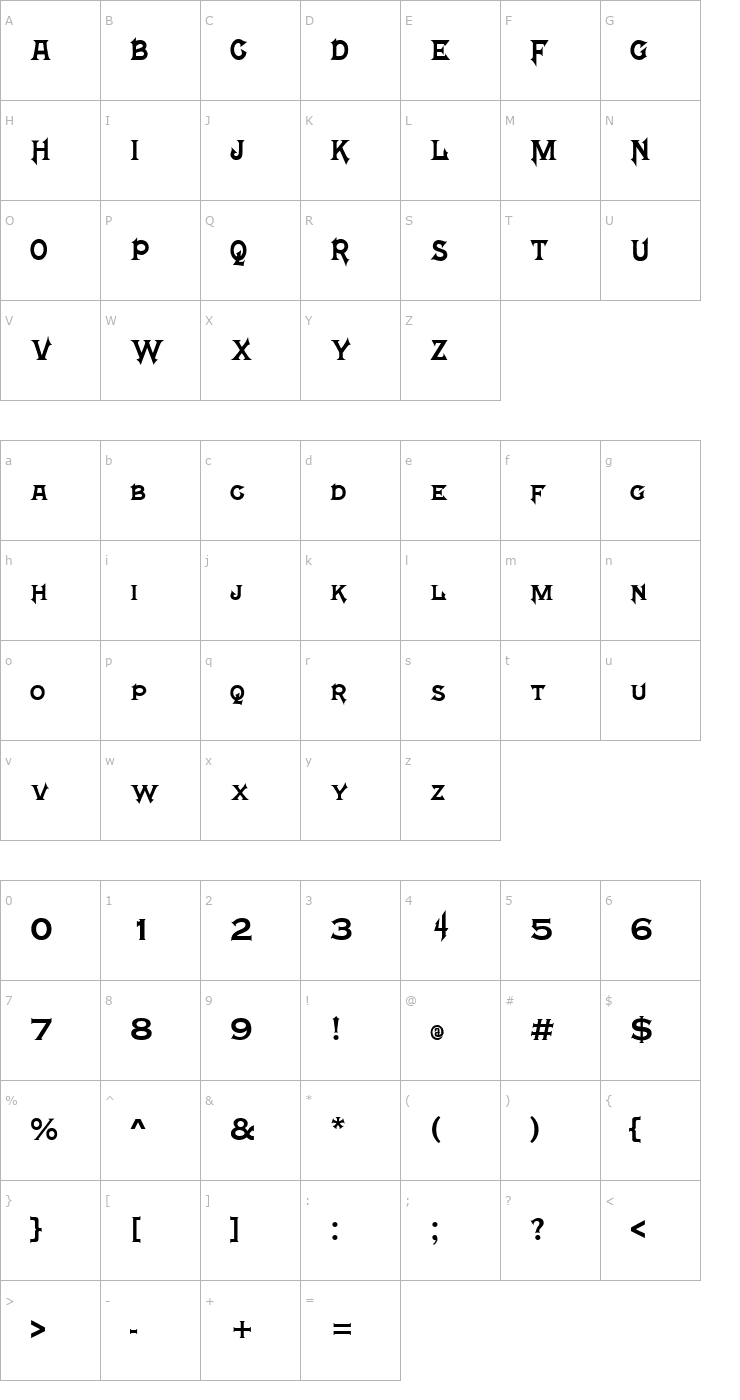 Character Map Mortal Kombat 4 Font