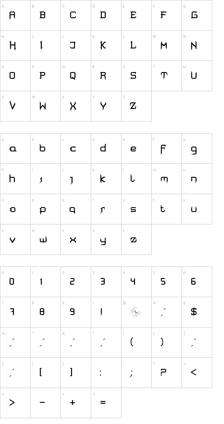 Character Map Mortis Font