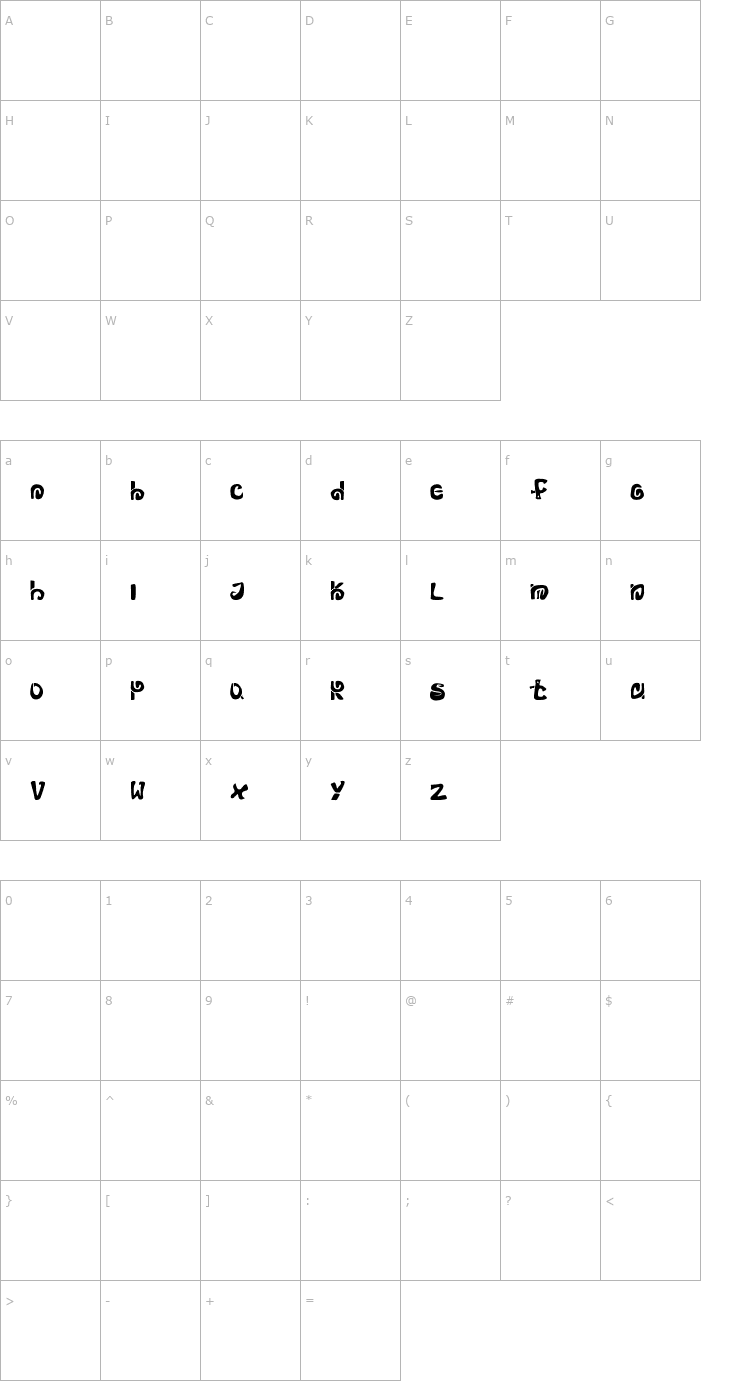 Character Map MortumZeBirdz Font