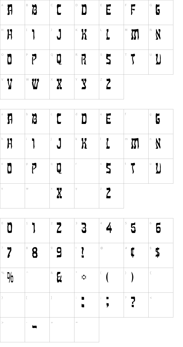 Character Map Moses-Light Font