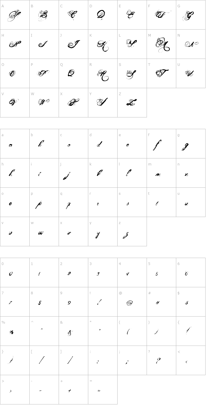 Character Map Mosh 1 Font