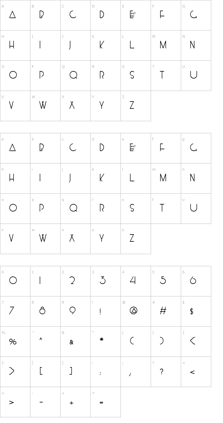 Character Map Mossy Font