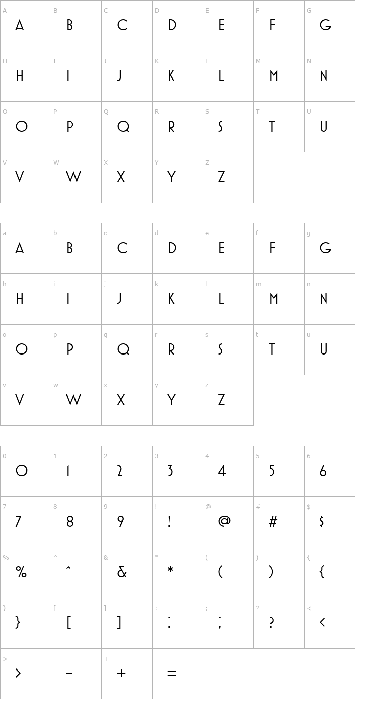 Character Map MostraOne Font