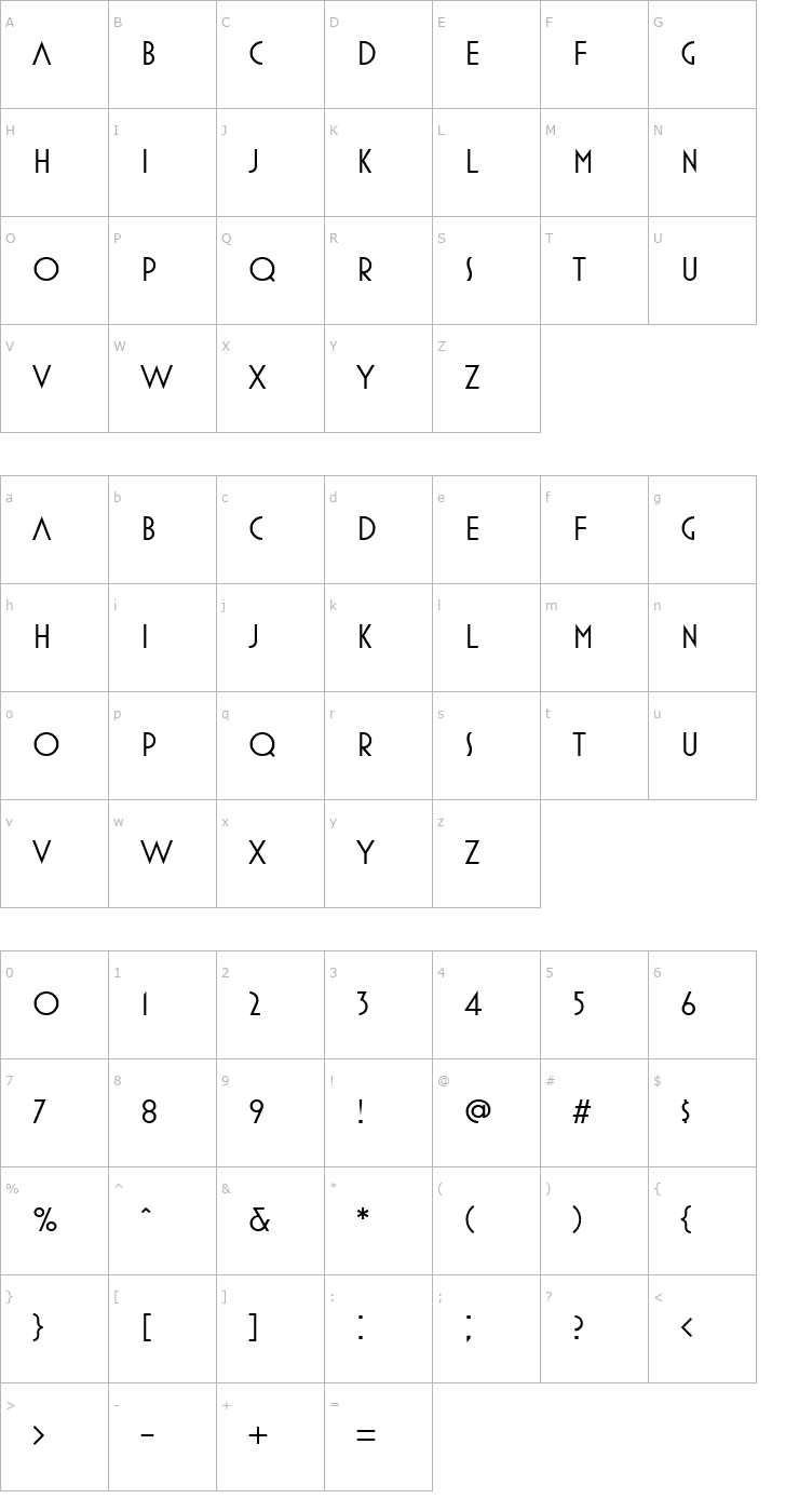 Character Map MostraThree Font