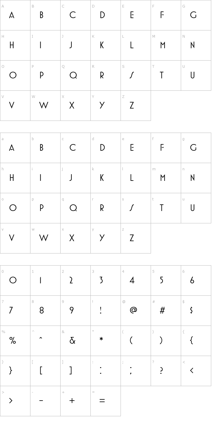 Character Map MostraTwo Font