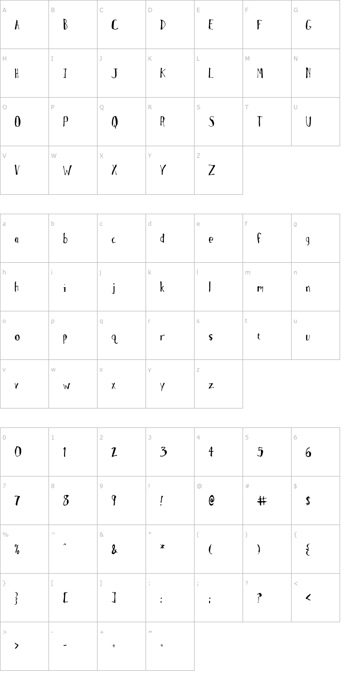 Character Map MotherGoose OTF Font