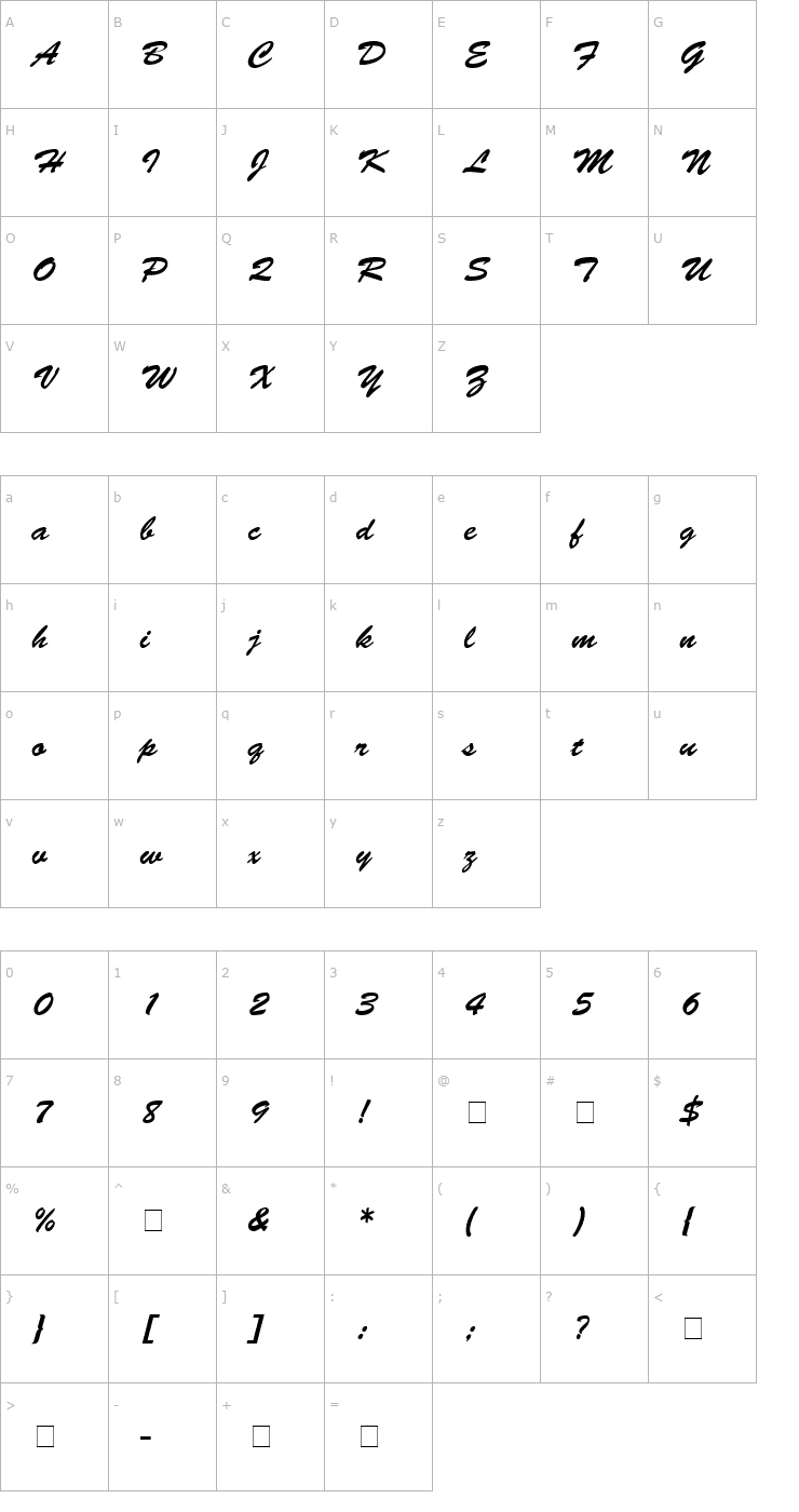 Character Map Motif Script SSi Font