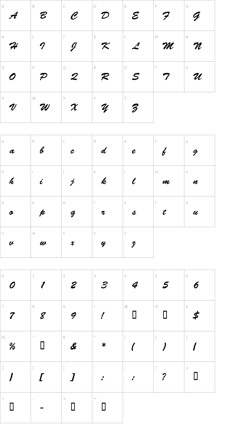 Character Map MotifScriptSSK Font