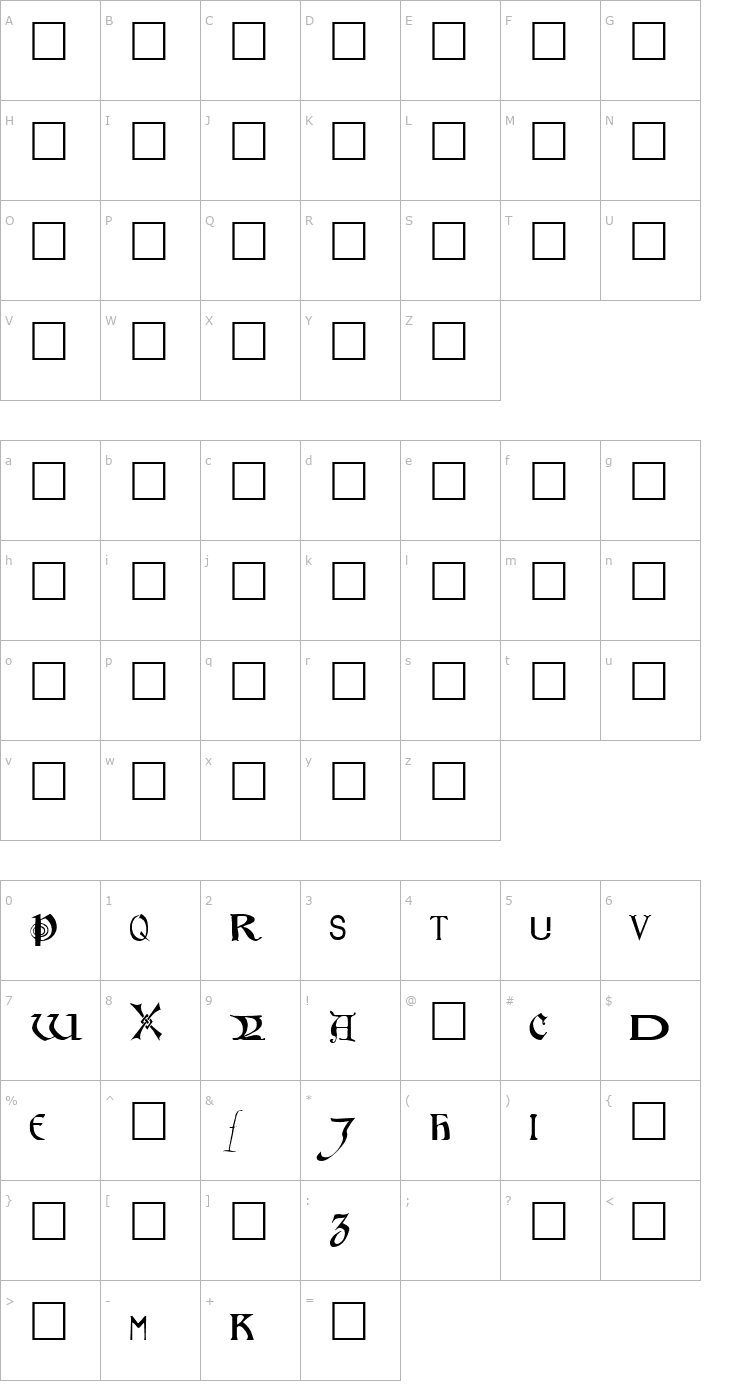 Character Map Motley Regular Font