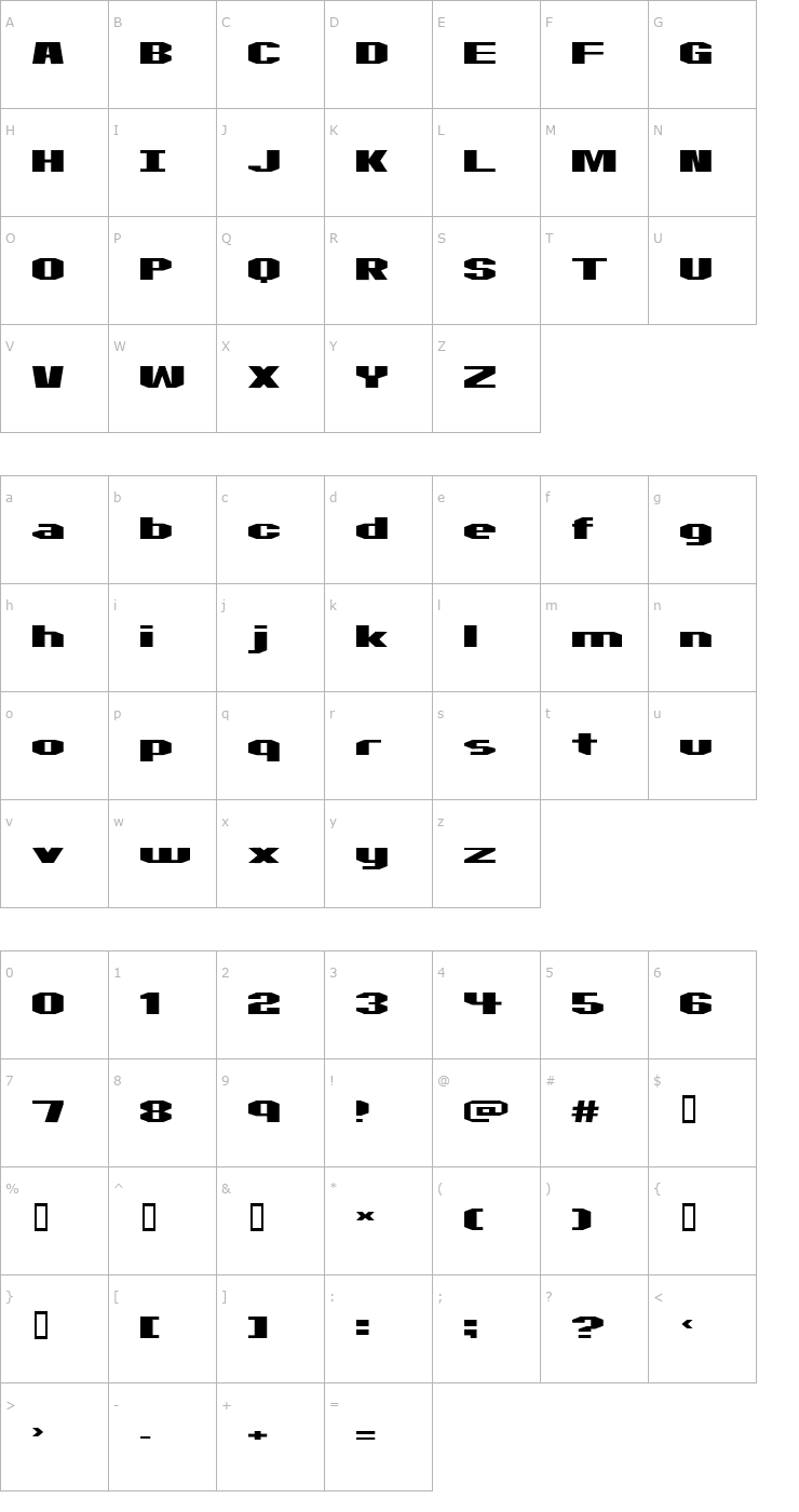 Character Map Motorcycle Emptiness Font