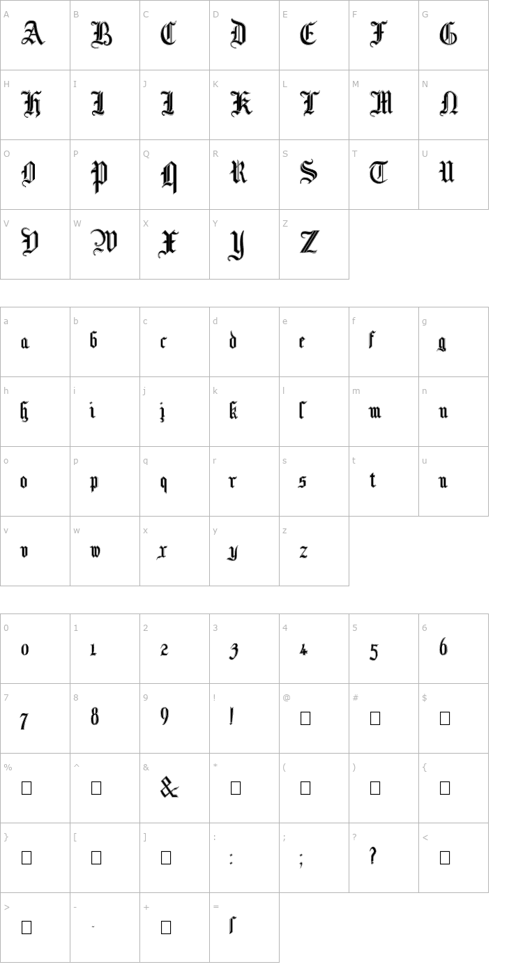 Character Map MottisfontNo3 Font