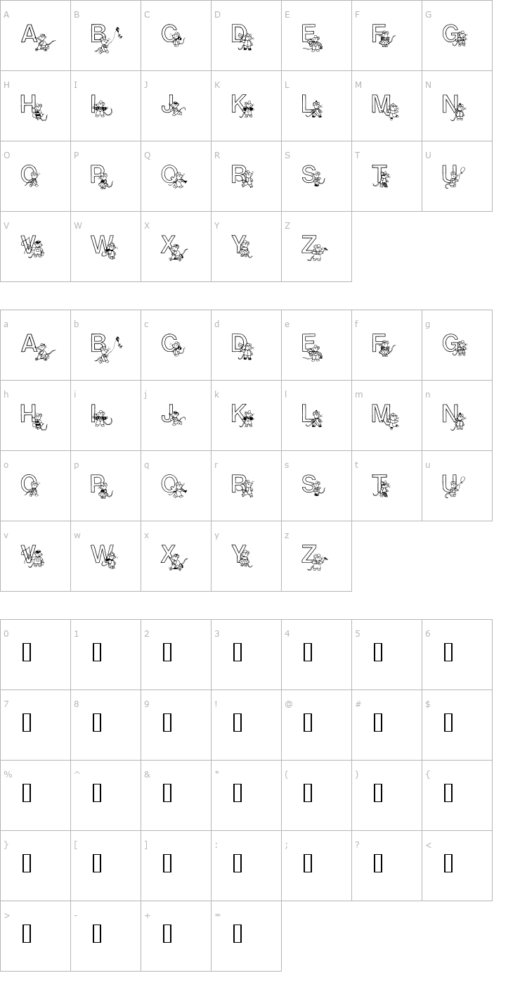 Character Map Mousie Font