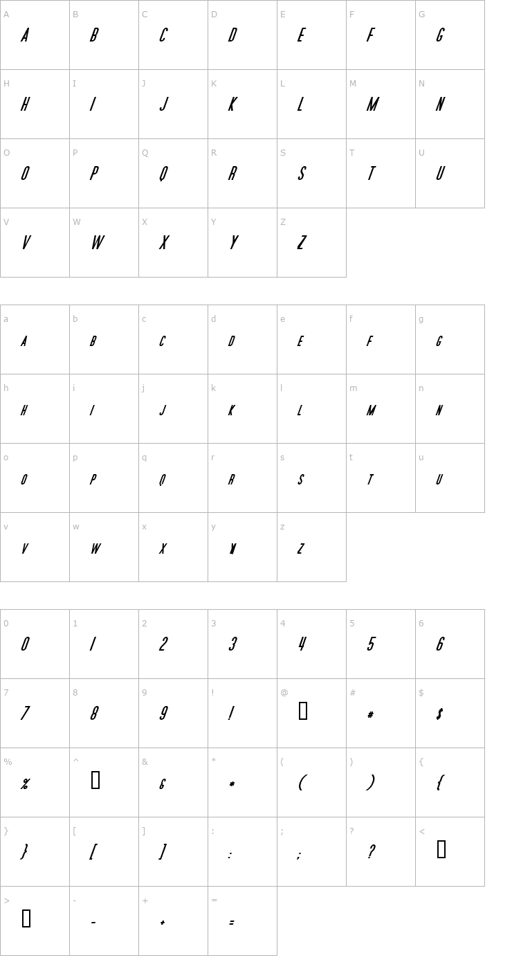 Character Map Movie Poster BoldItalic Font