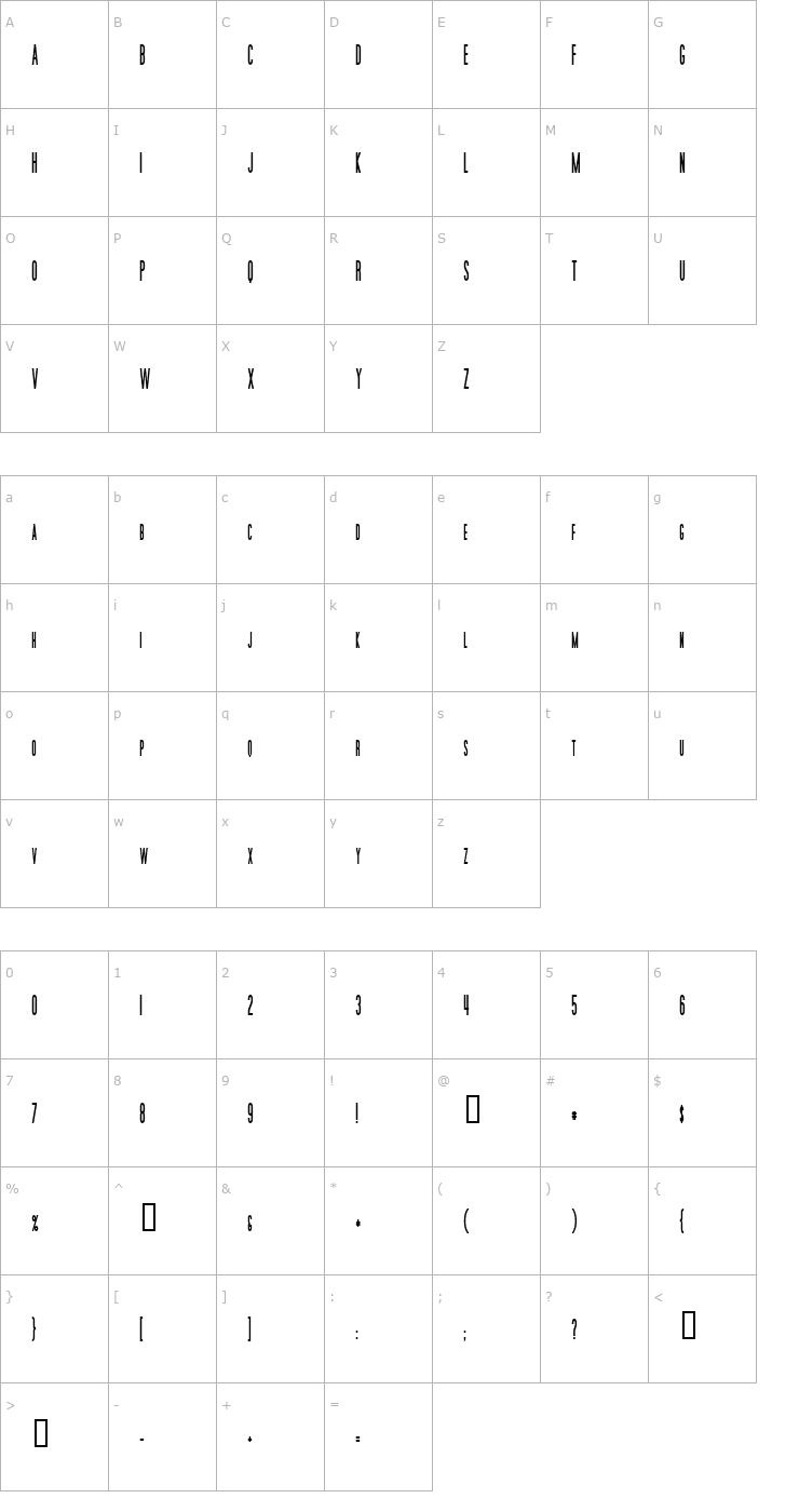 Character Map Movie Poster Condensed Bold Font