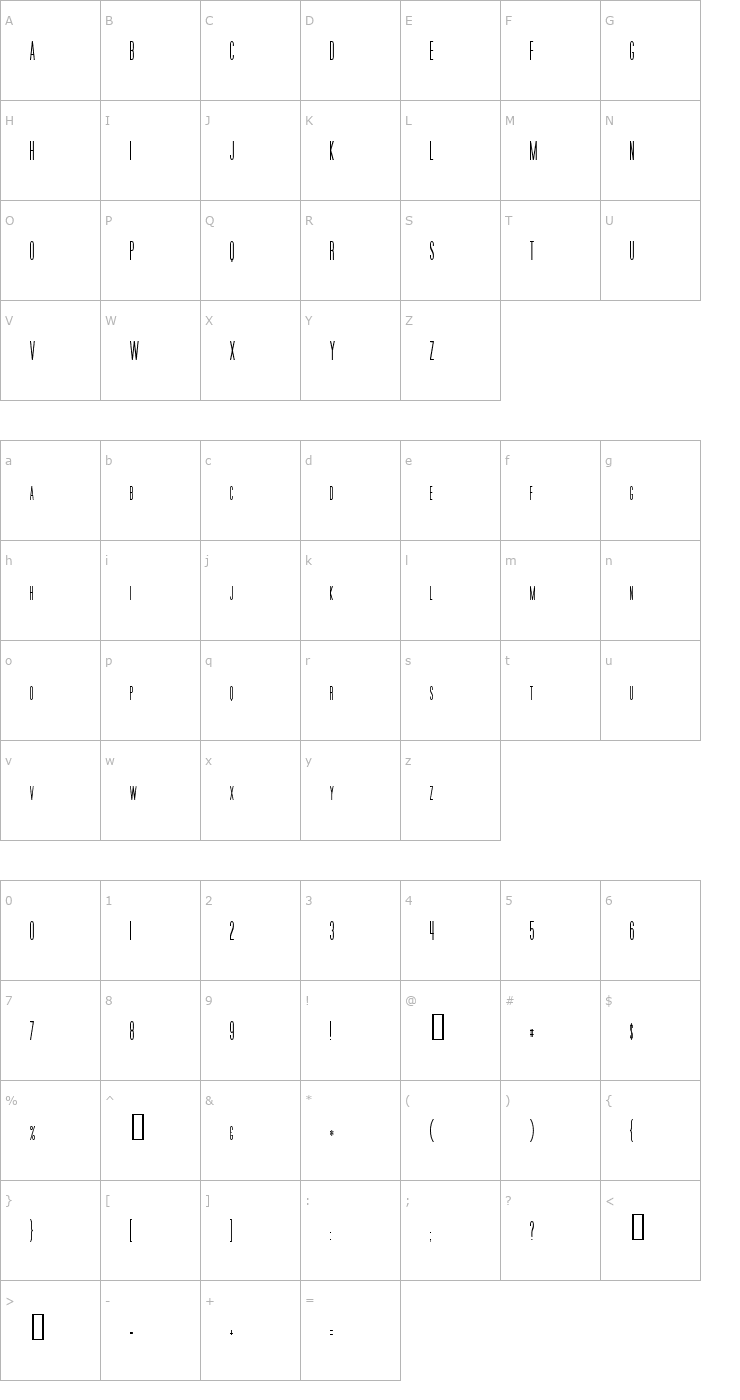 Character Map Movie Poster Condensed Font