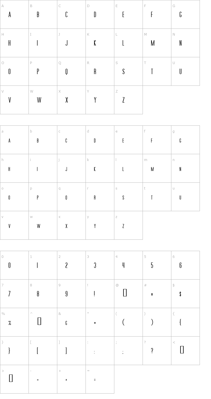 Character Map Movie Poster Font