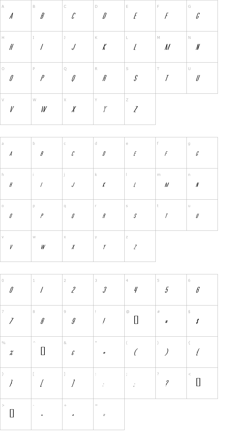 Character Map Movie Poster Italic Font