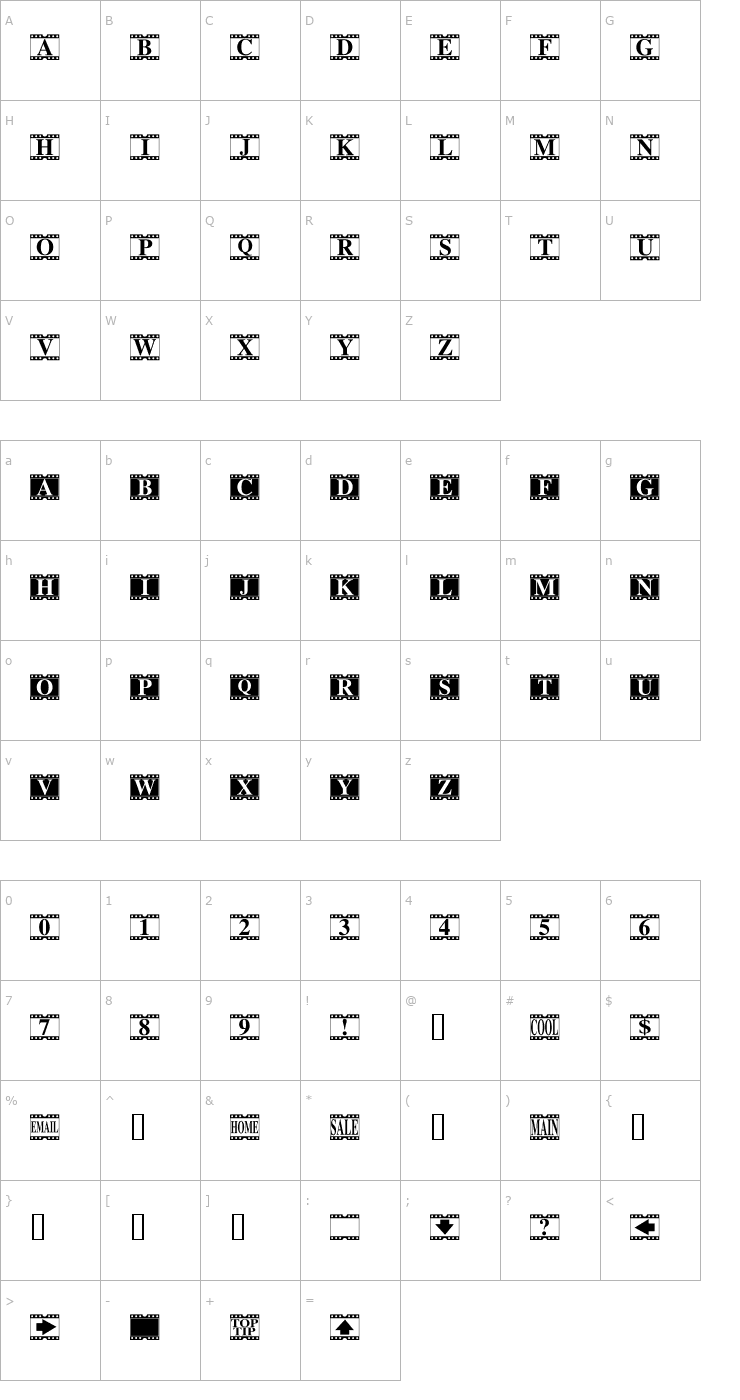 Character Map Movie Times Font