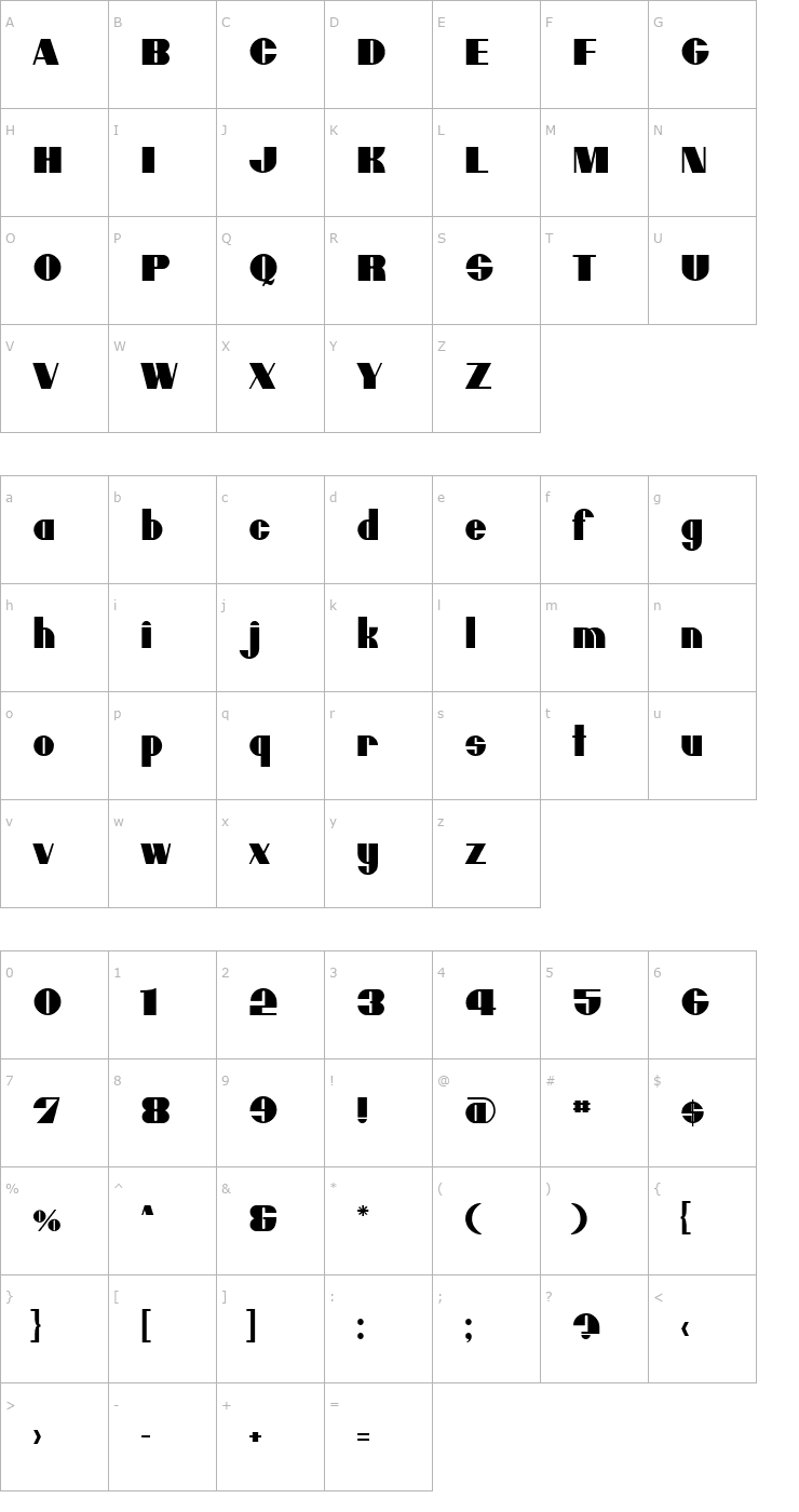 Character Map Moxie R Font