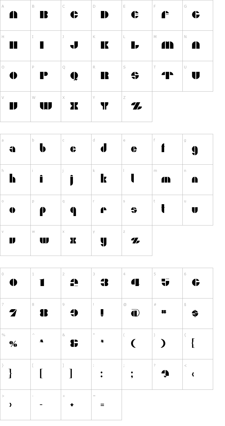 Character Map Moxie S Font