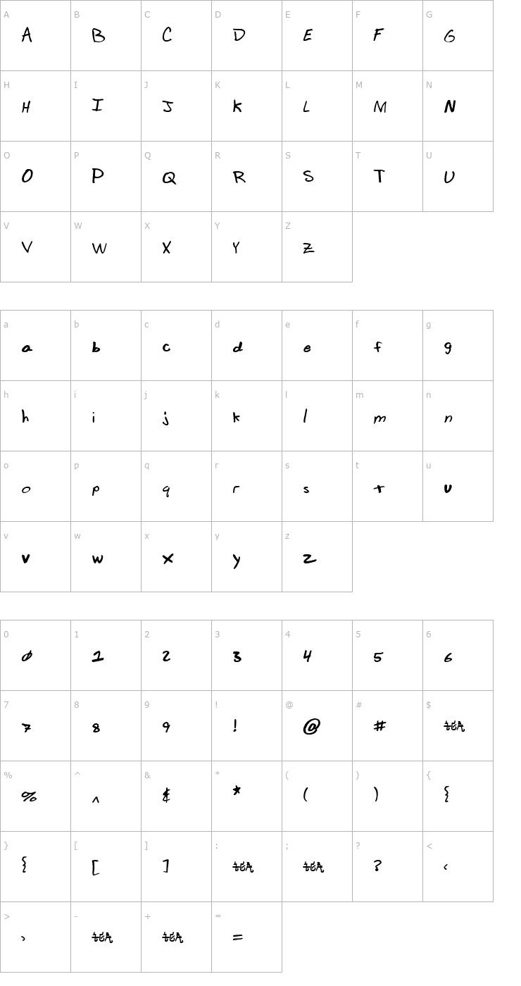 Character Map Mr. Calcium Font