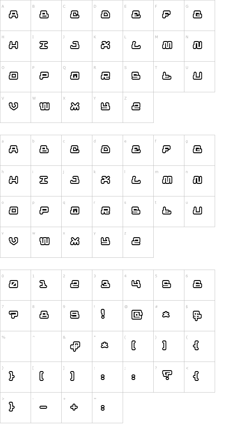 Character Map MR FUGLESANG OUTLINE Font