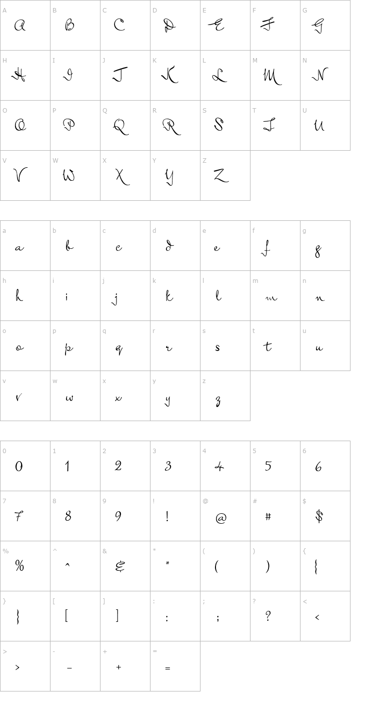 Character Map Mr Keningbeck Font