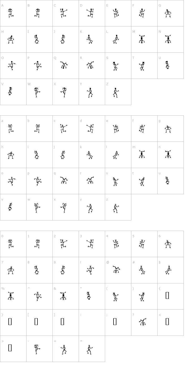 Character Map Mr Robo Funk Font