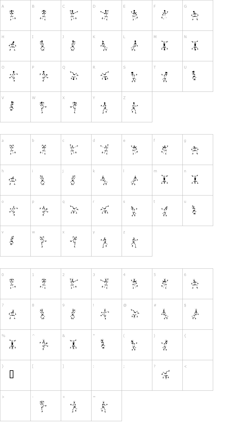Character Map Mr Skello Funk Font