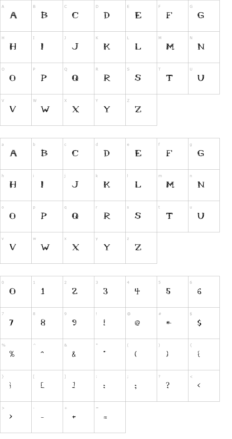 Character Map Mr.B Font