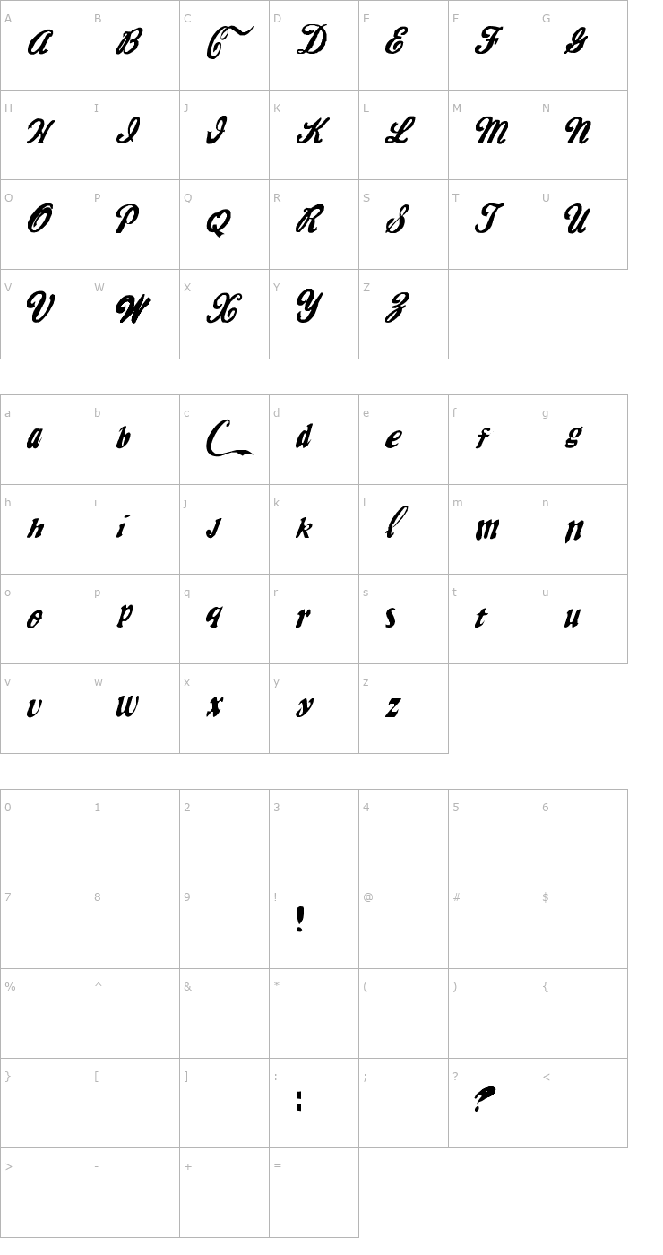 Character Map MrFisk-Coke Font