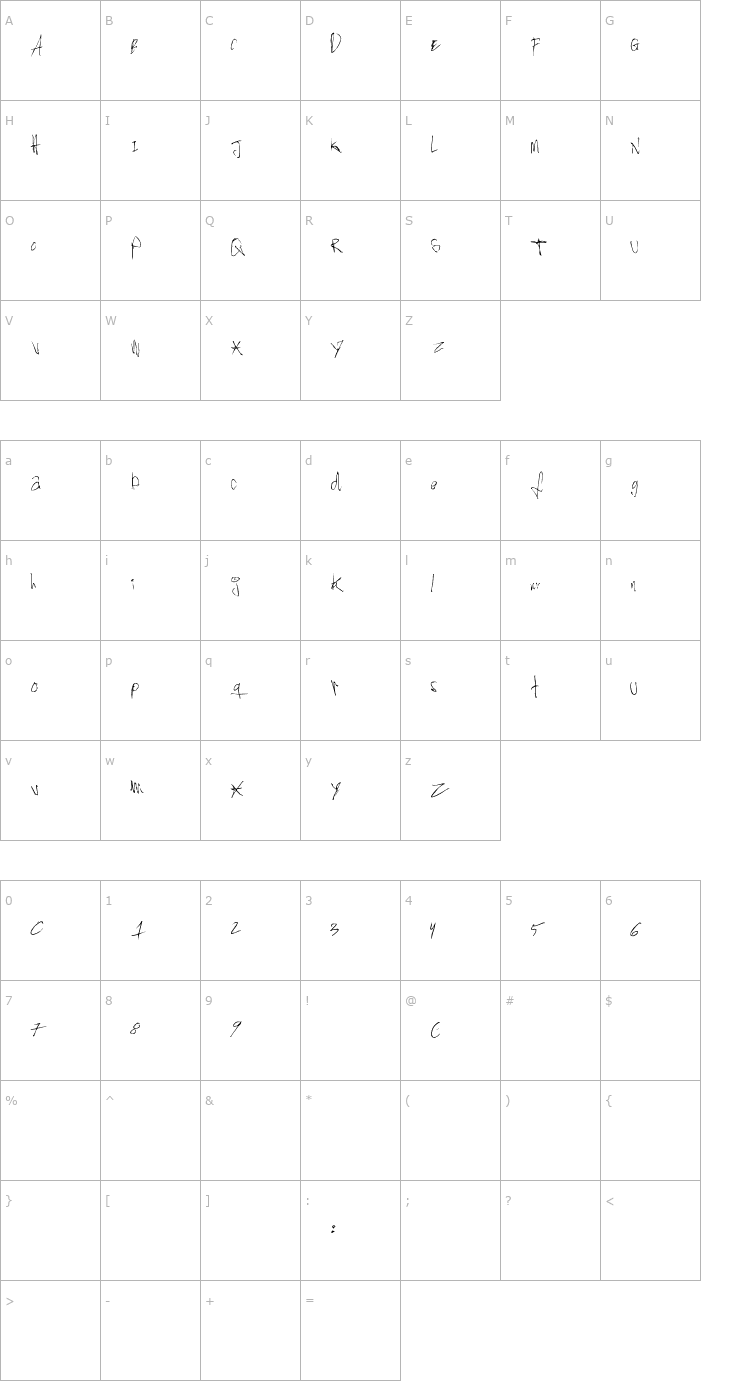 Character Map Mr.Fisk.(hand) Font
