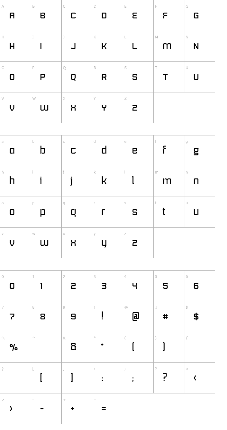 Character Map mrh Anton Alt. Font