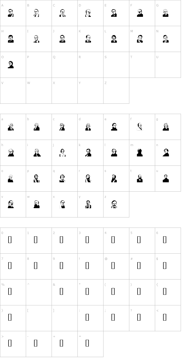 Character Map MrPresident Font