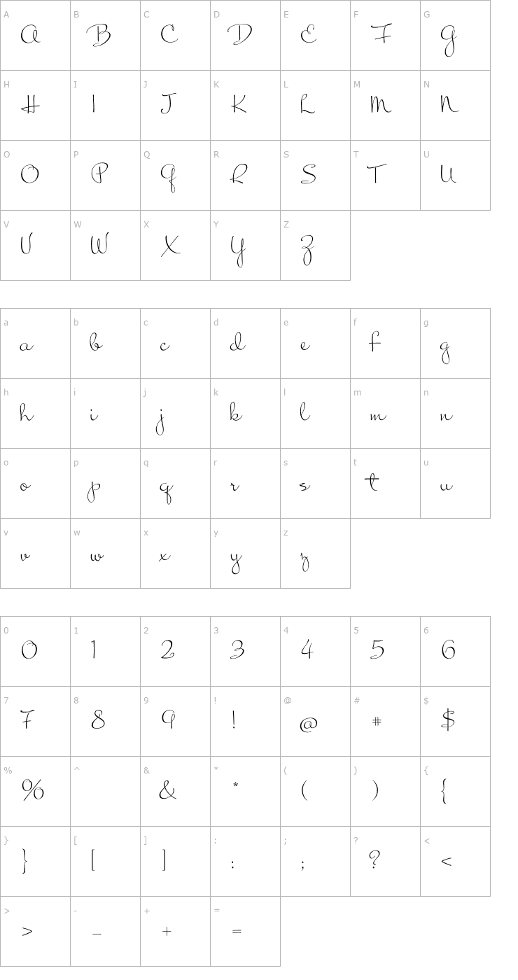 Character Map Mrs Blackfort Font