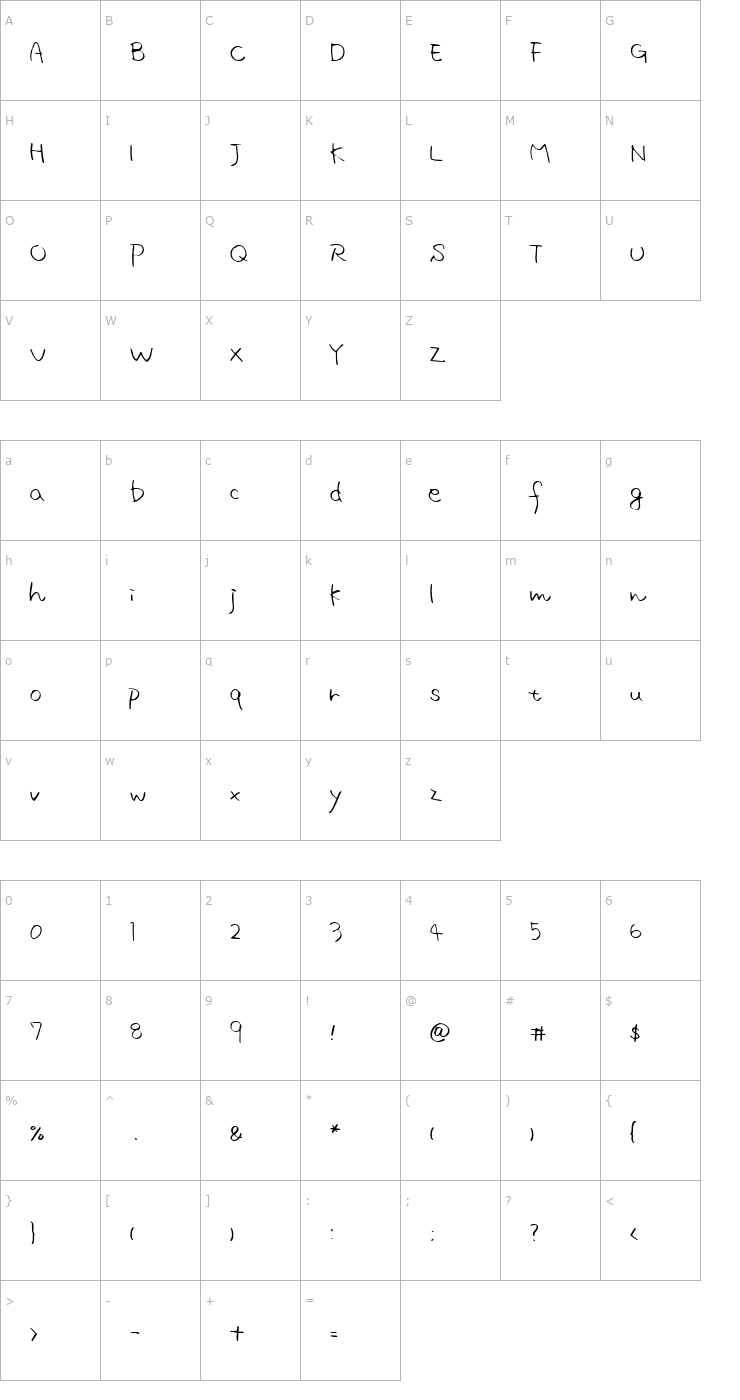 Character Map mscript Light Font