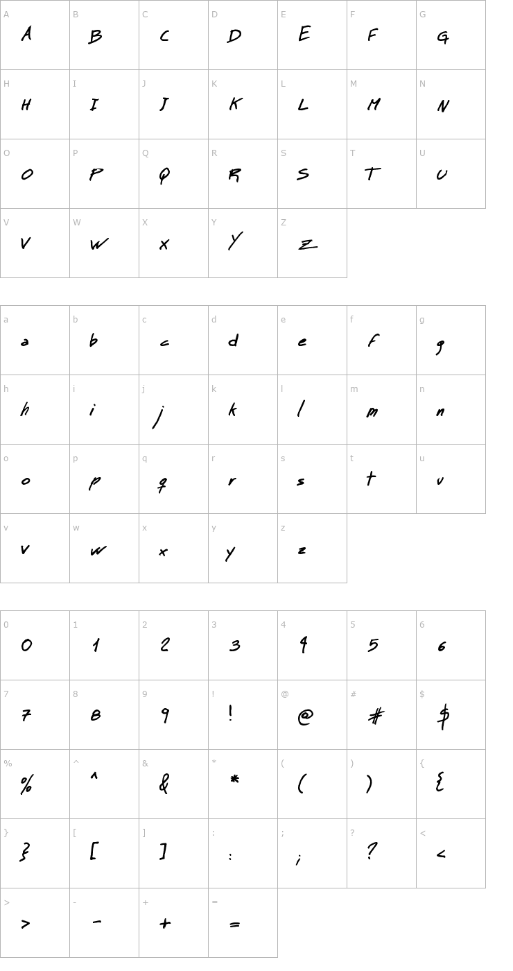 Character Map MT Matto Script Bold Font