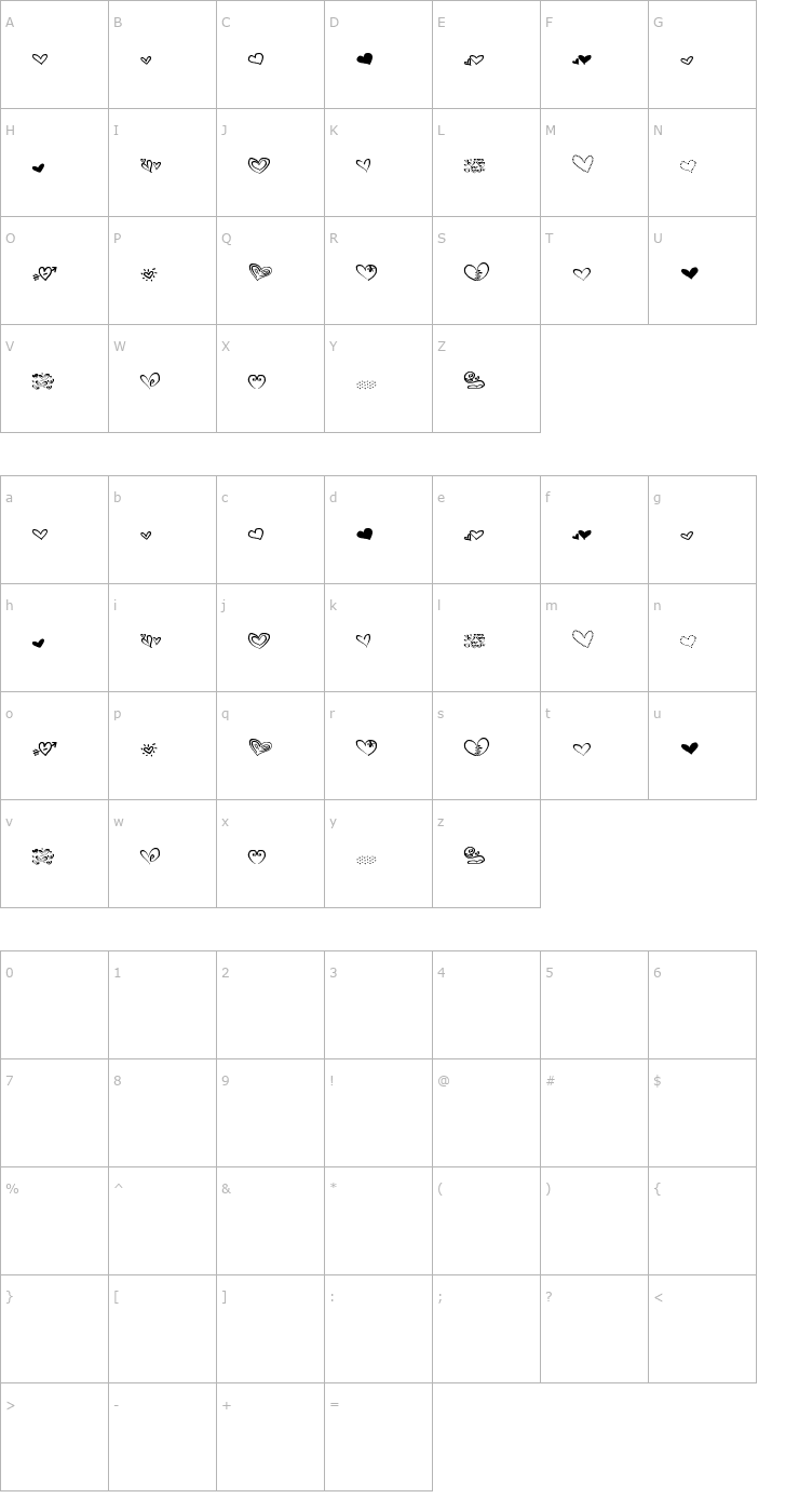 Character Map MTF Heart Doodle Font