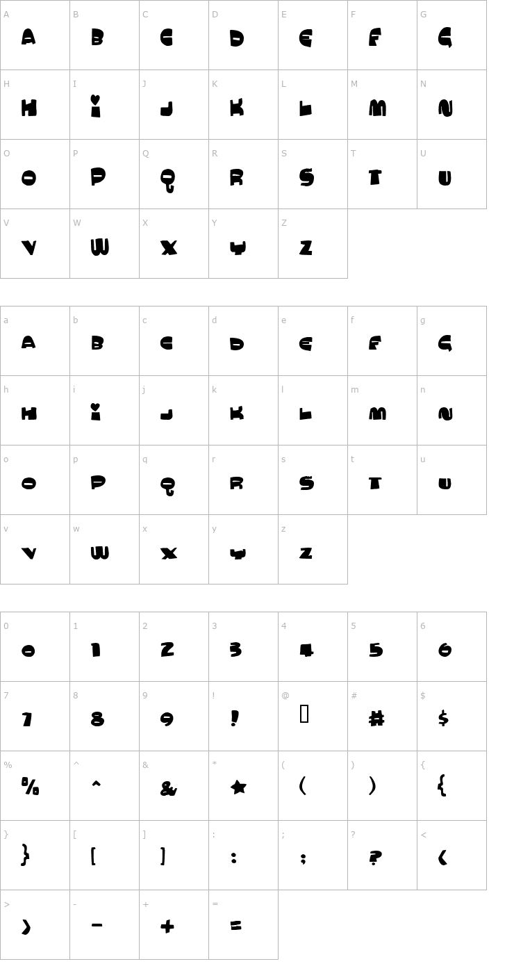 Character Map Mucho Macho Font