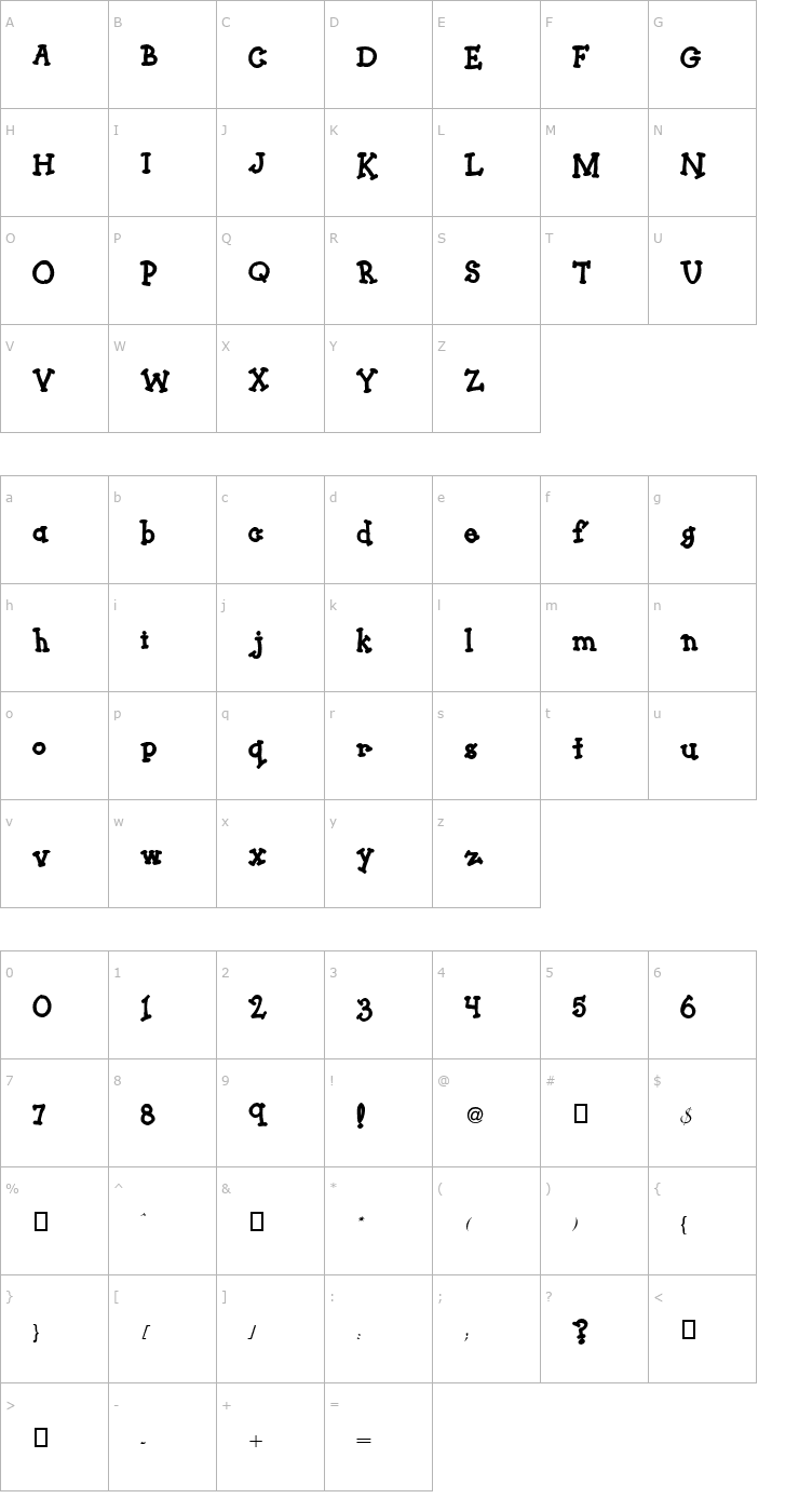 Character Map MudPie Font