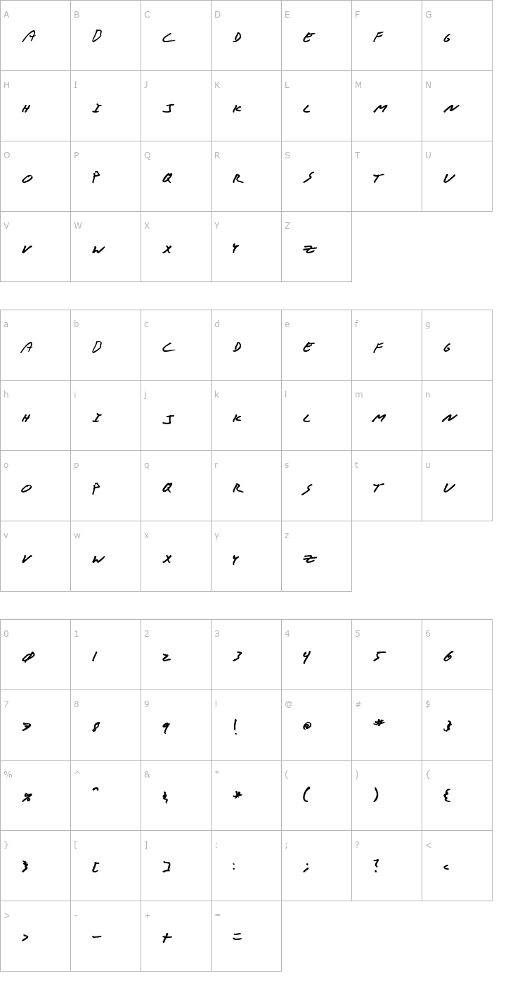 Character Map Muff Font