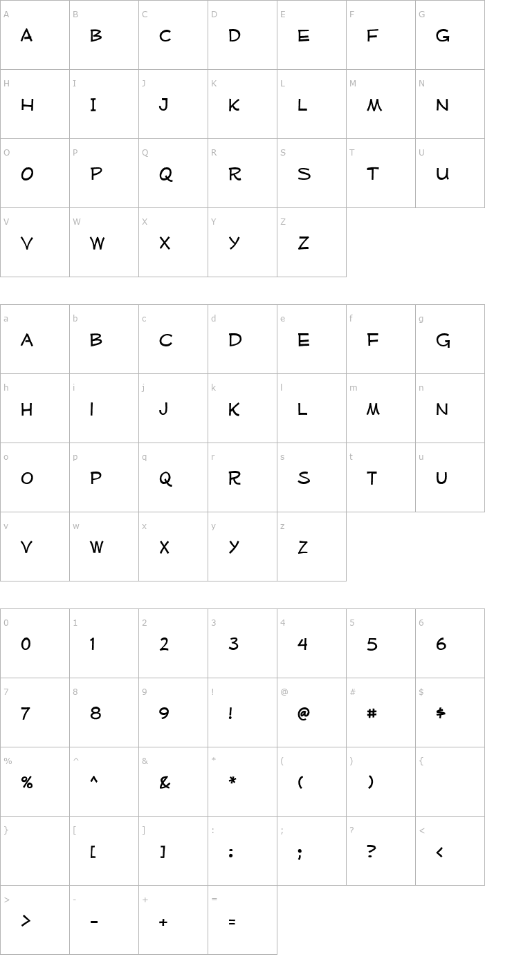 Character Map Mufferaw Font