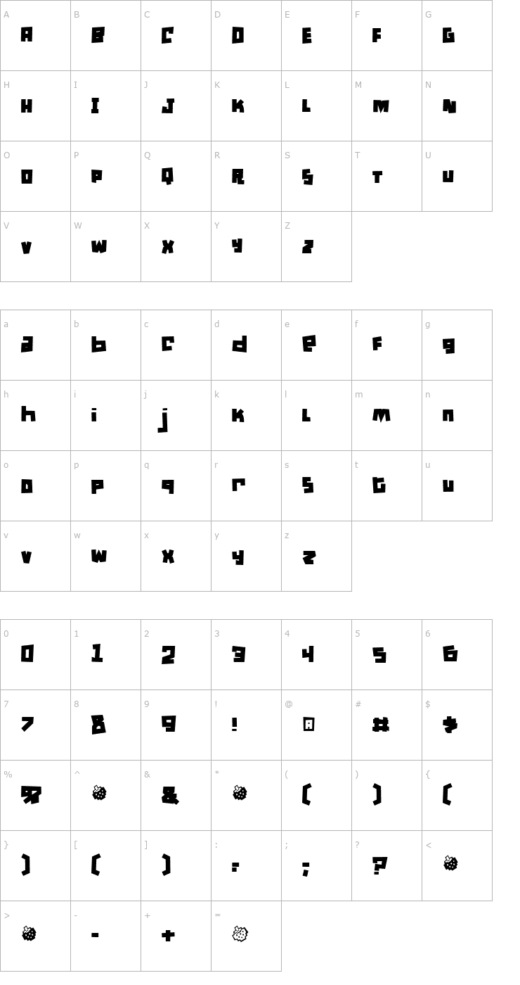 Character Map Mullet Font