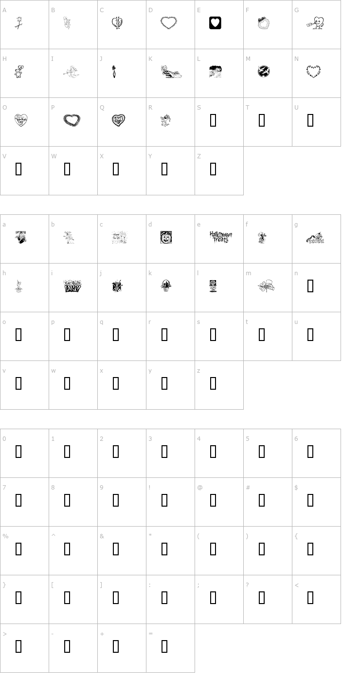 Character Map Multicasion Font