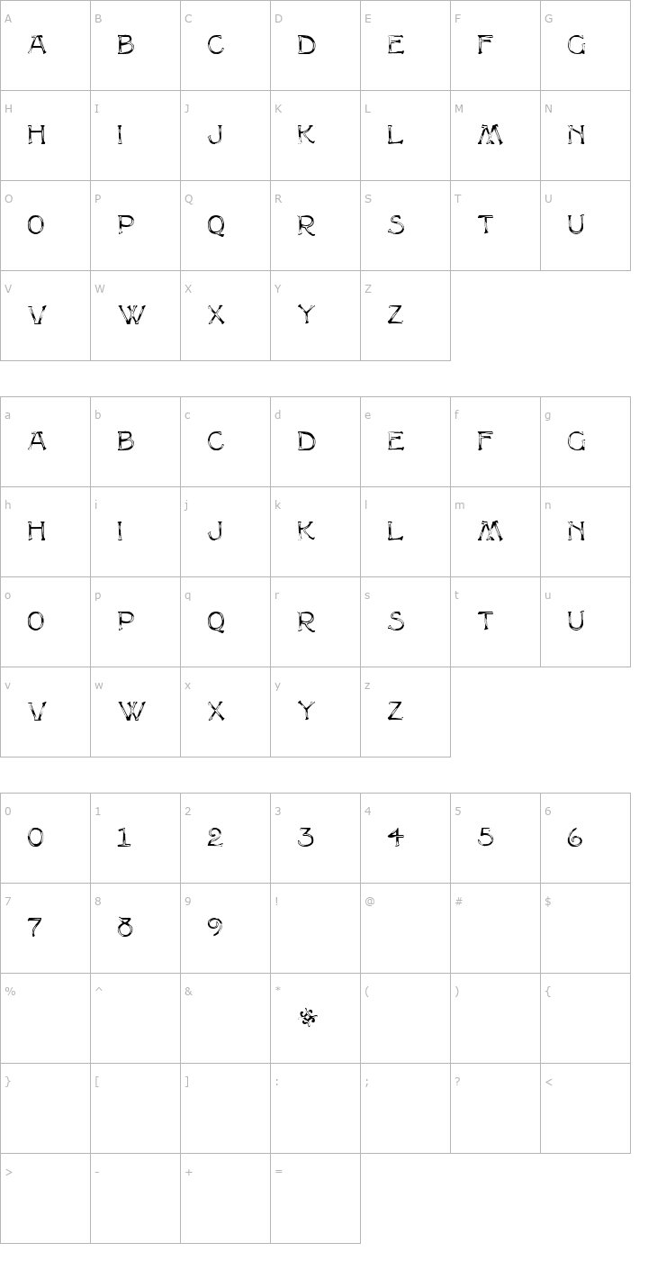 Character Map Multiform Regular Font