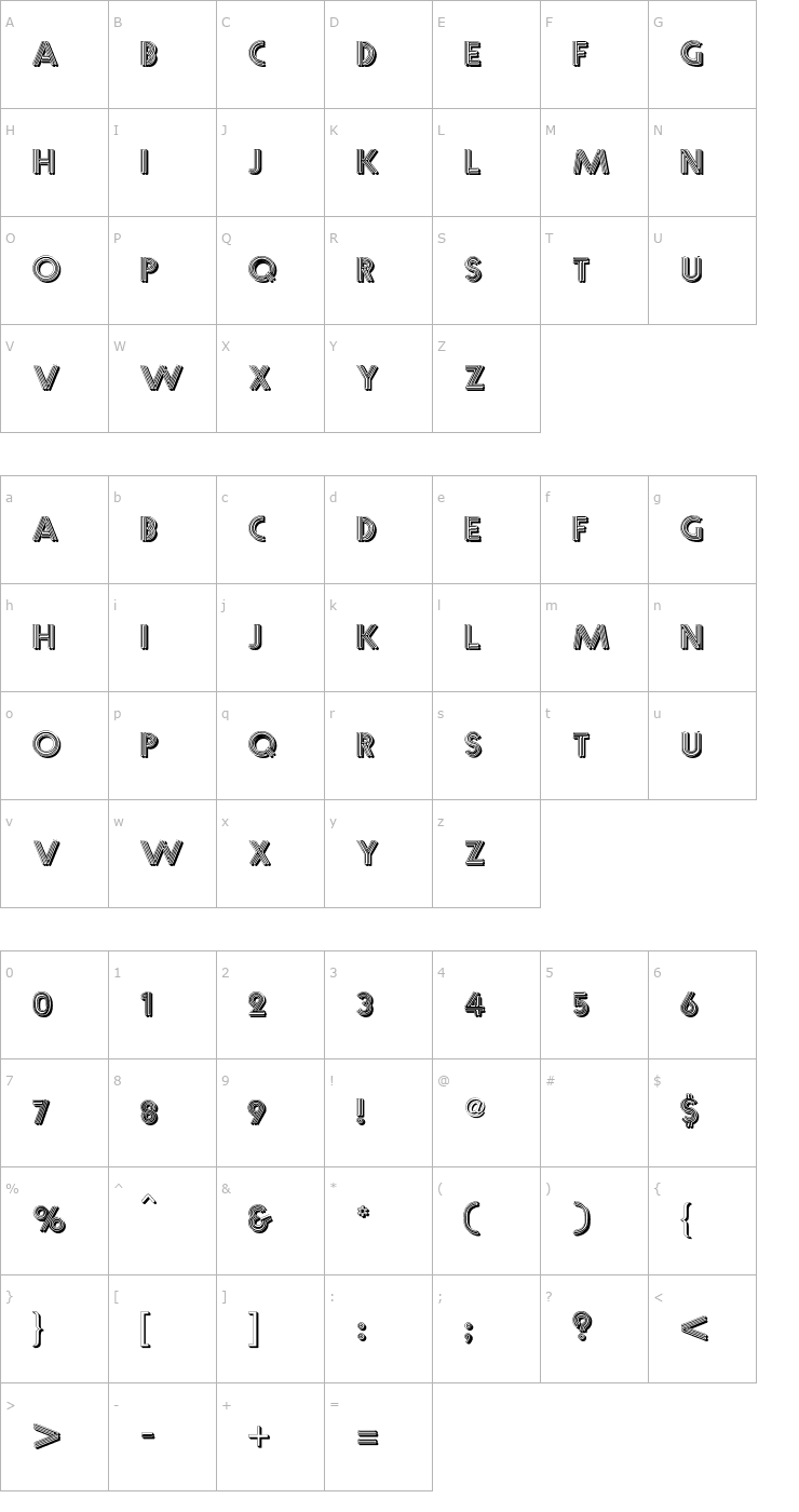 Character Map Multistrokes Font