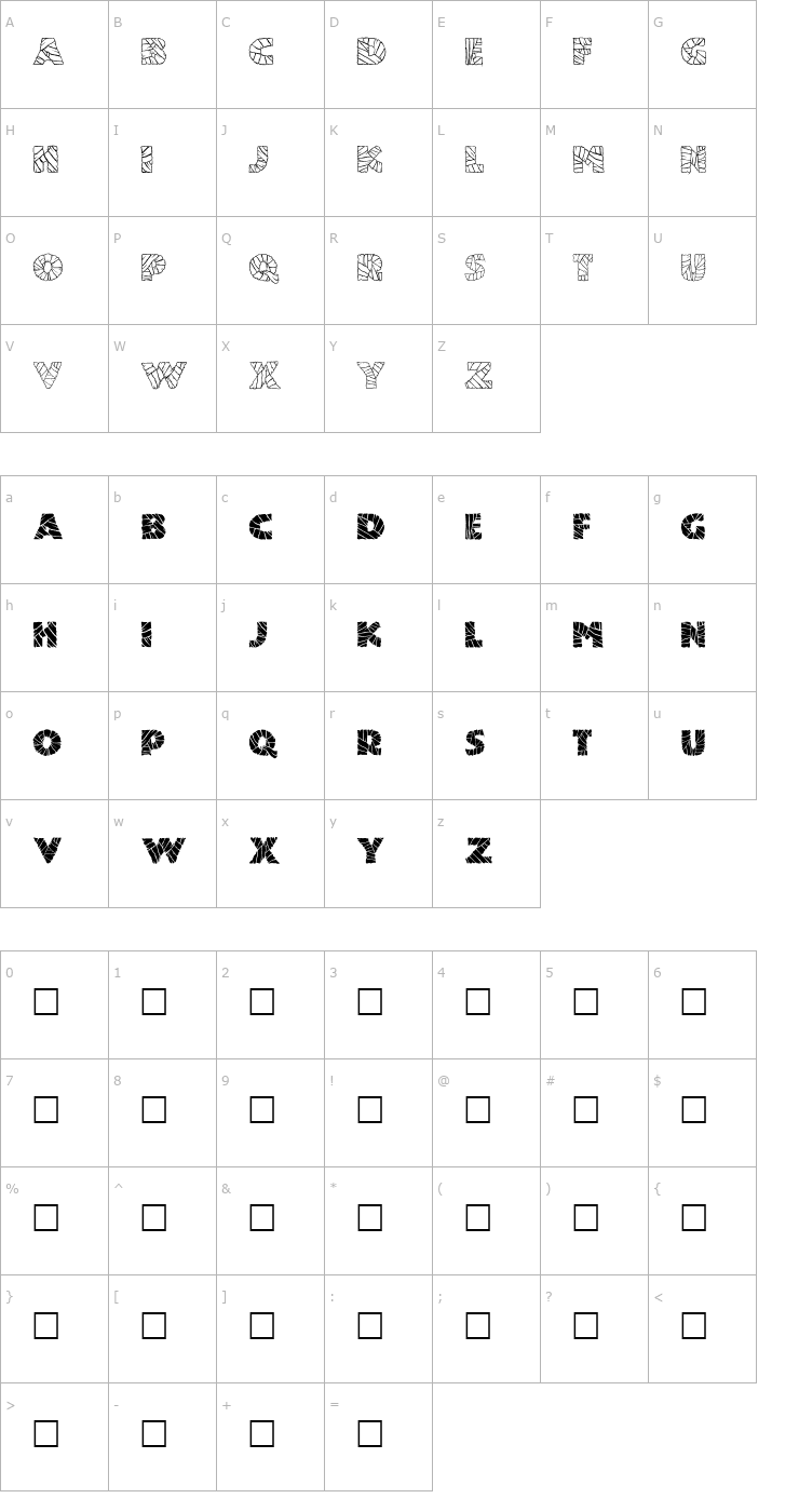 Character Map Mummified Regular Font