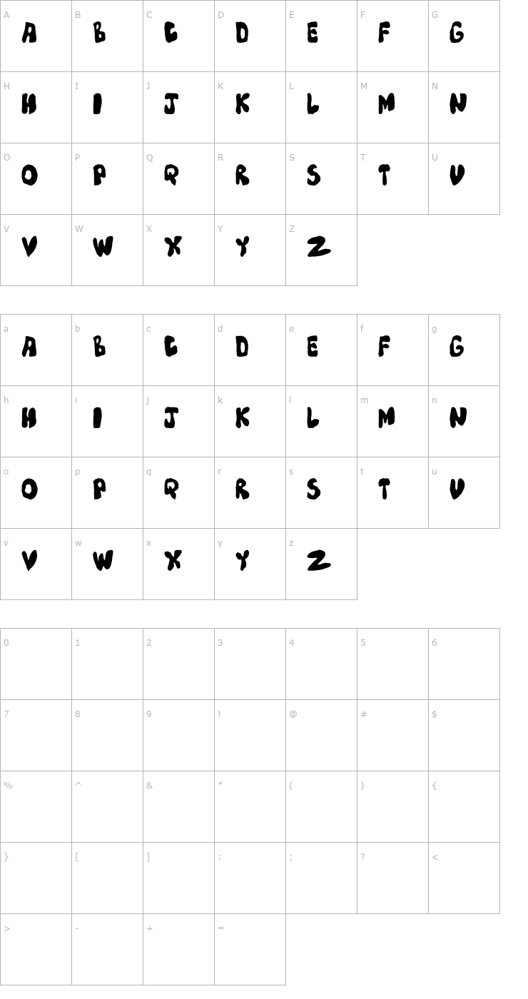 Character Map Mump Font