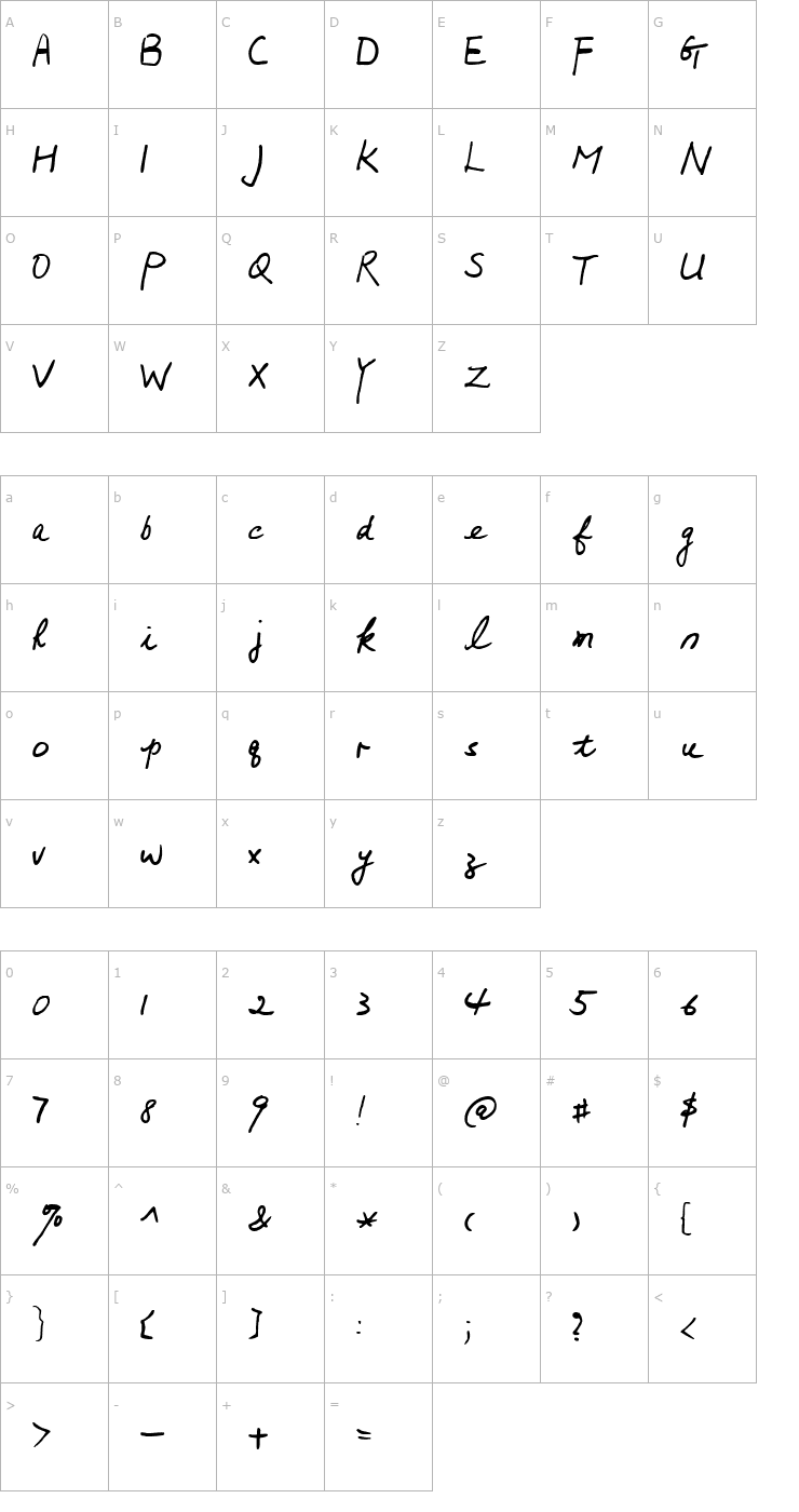 Character Map Mumsies Font