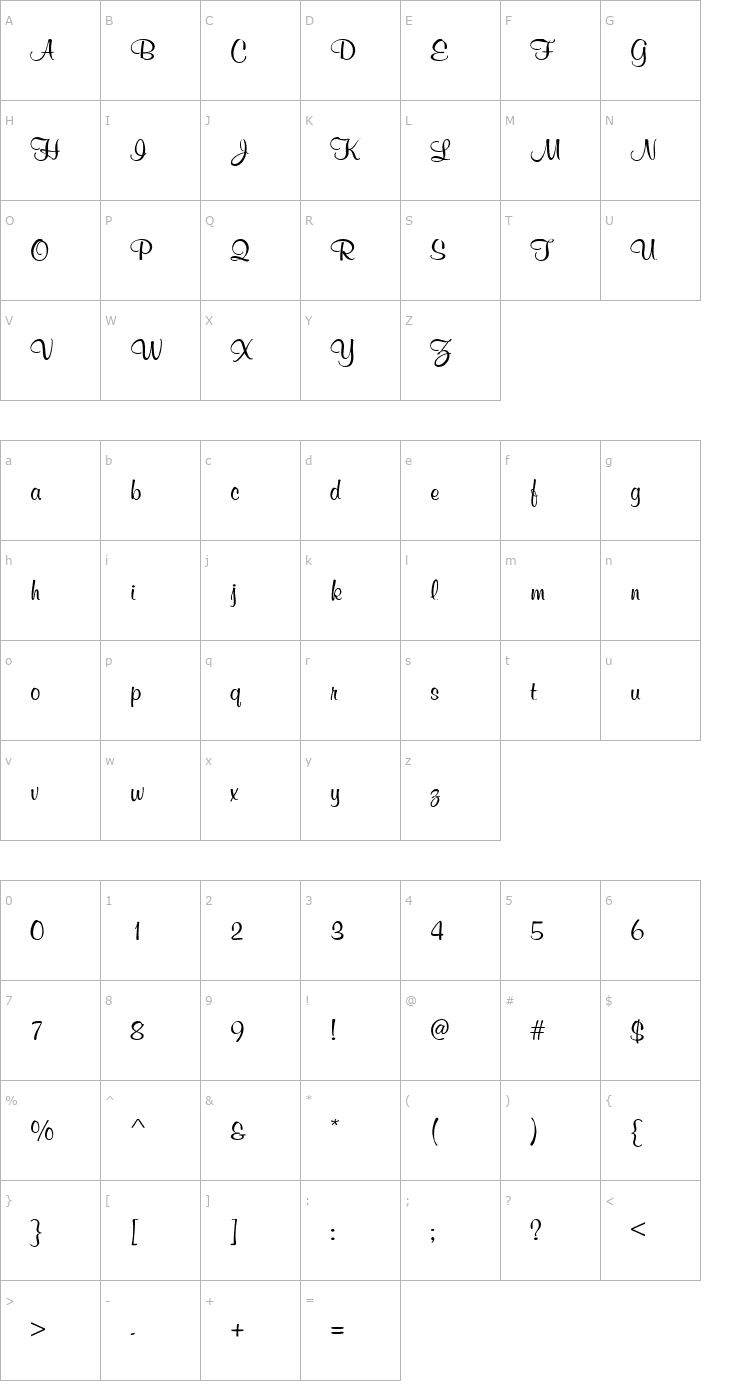 Character Map Murphy Script Font